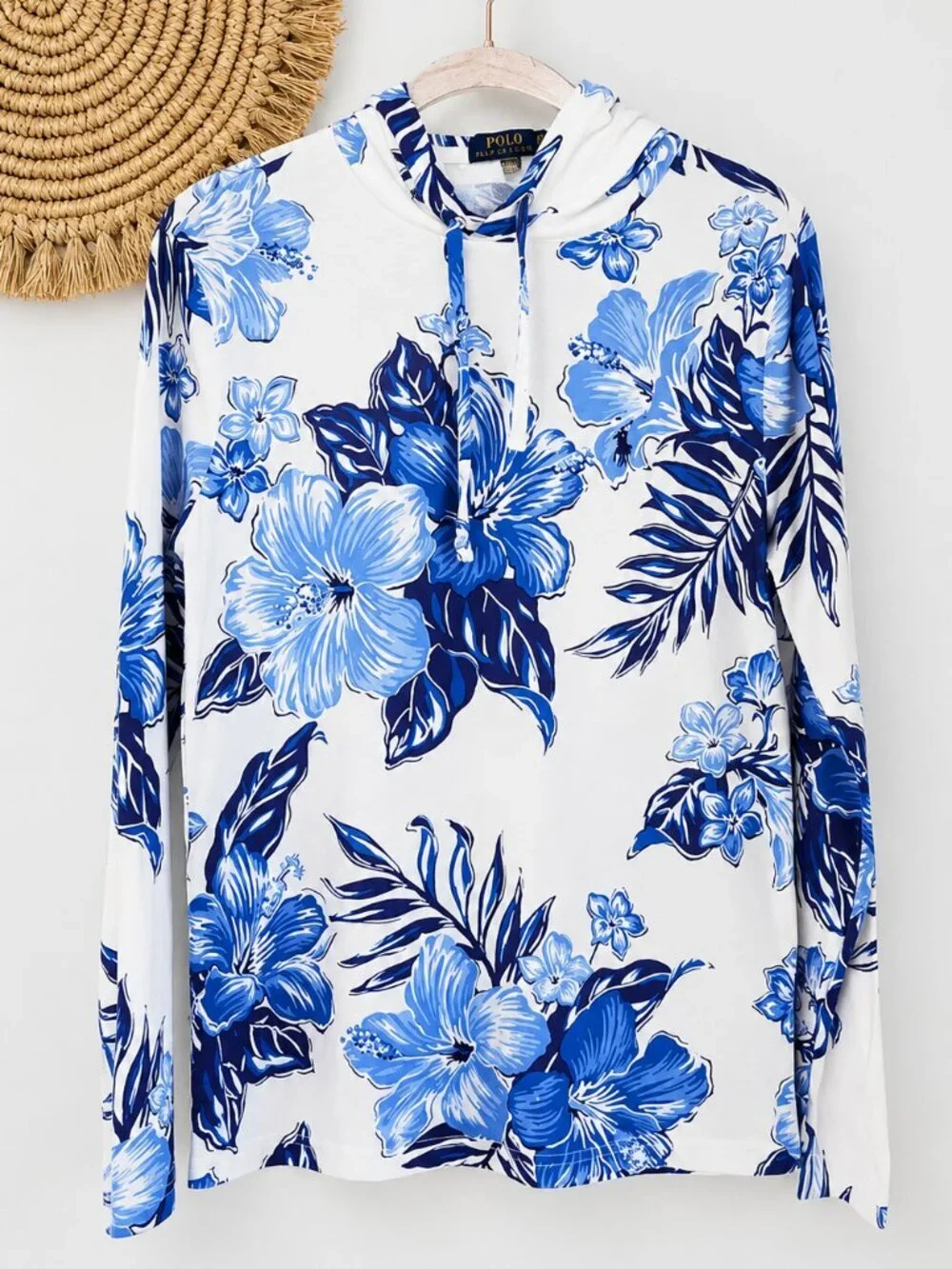 Polo by Ralph Lauren Tropical Hawaiian Floral Cotton Jersey Hoodie Mens SZ XS